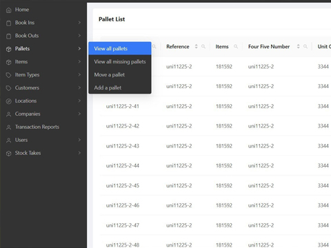 Pallet software for distribution control interface